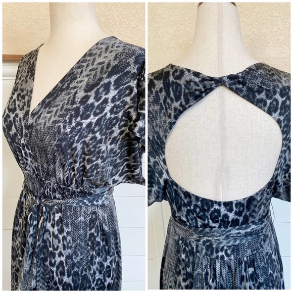 Bisou Bisou Open Back Mixed Animal Print Midi‎ Dress sz 8 - Picture 6 of 9